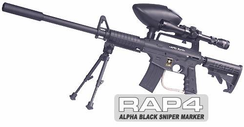 US Army Alpha Black Tactical Paintball Marker Gun Sniper Set